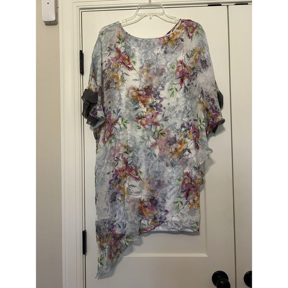 NWT ANALILI Sz XS/S Dress White Floral Print Silk Overlay Shift Wedding Guest - Picture 8 of 16